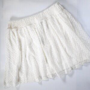 Maurices Cream Lace Overlay Skirt Womens Sz M Elastic Waist Cream NWT